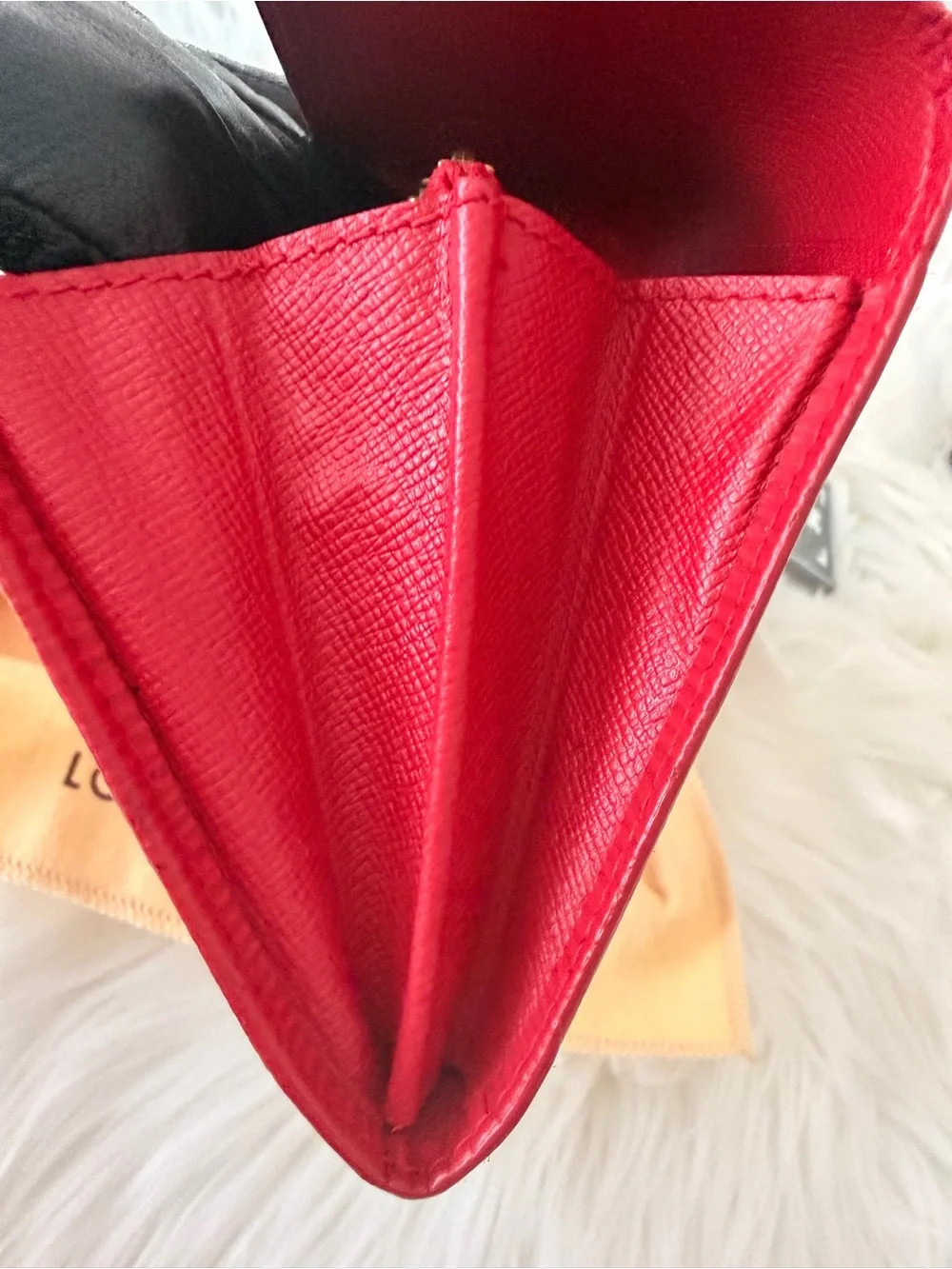 Authentic Louis Vuitton Red Textured Women’s Long Wallet